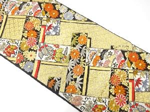 アンティーク　変わり檜垣に菊桐模様織出し袋帯（着用可）